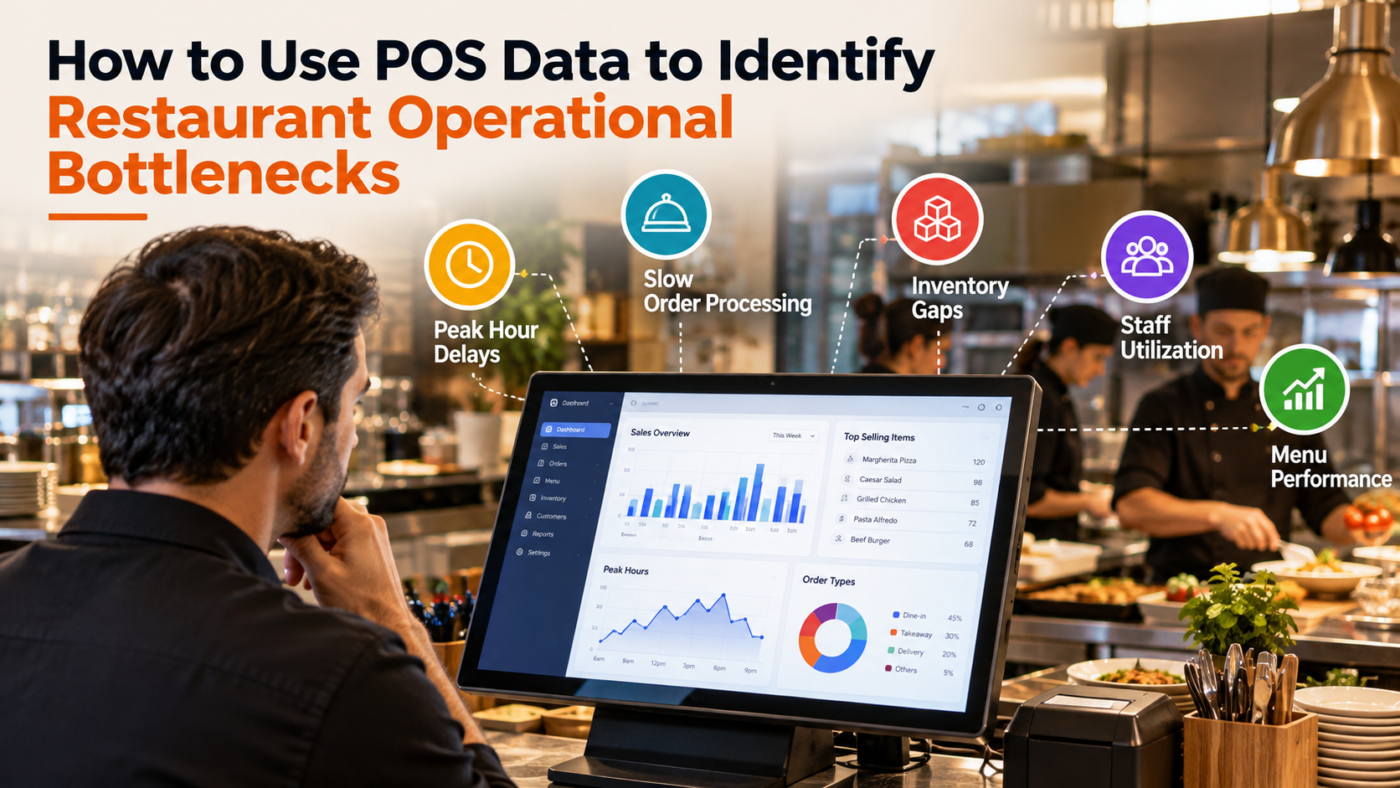 Restaurant owner analyzing POS data to identify operational bottlenecks and improve efficiency.